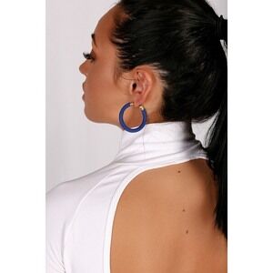 Lulus Sun Valley Royal Blue Hoop Earrings